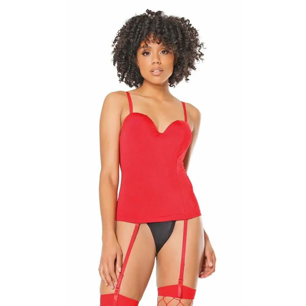 Bow-Accent Stretch Knit Cami Garter Top Coquette Built-in Bra Womens Size M - Picture 5 of 11